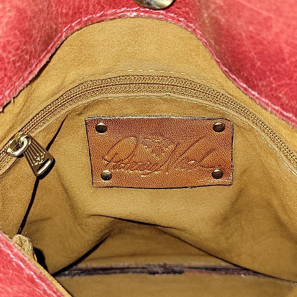 Patricia Nash Red Leather Crossbody Bag with Embossed Medallion - Red - Picture 14 of 14